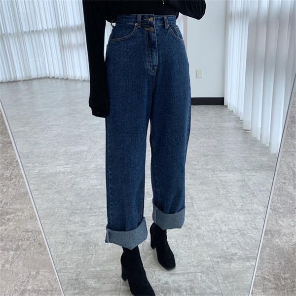 

women's jeans hzirip 2021 summer blue fashion denim casual girls oversize ol plus size high waist stylish women loose trousers