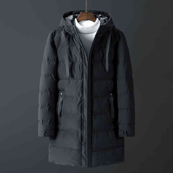 

long style winter for hooded thick cotton-padded et mens parka male fashion casual coats 4xl, Black