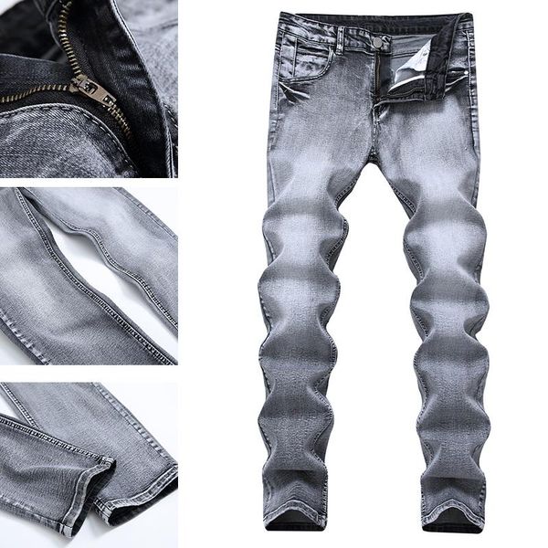 

men skinny stretch light blue fashion streetwear jeans men's trousers jeans