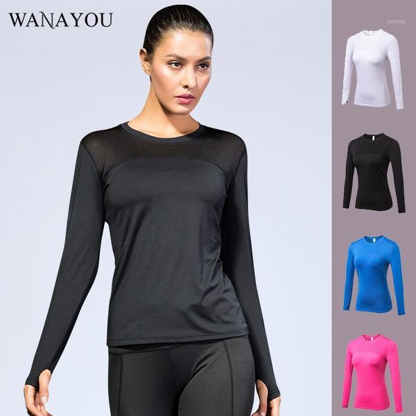 

yoga outfits wanayou long sleeve t-shirts women gym compression tights sportswear fitness quick dry running body shaper tee shirts1, White;red