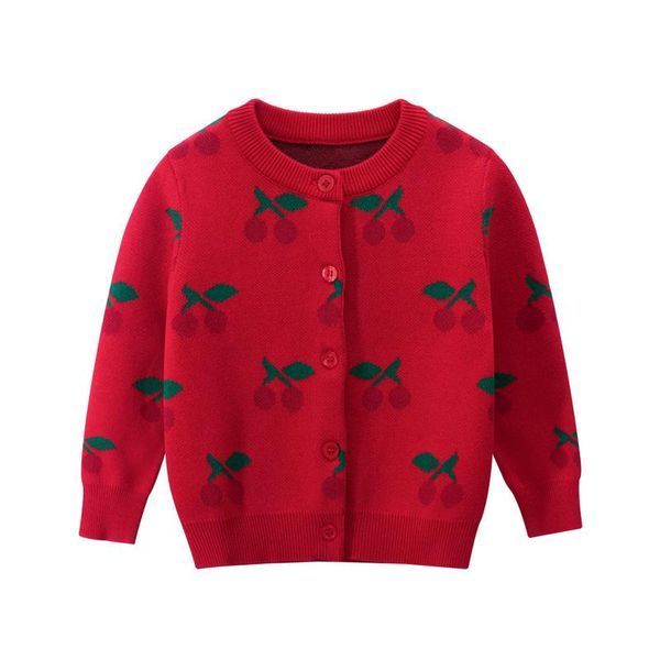 

pullover cherry print girls sweater kids red cardigans children knitwear clothing fall clothes for spring knit, Blue
