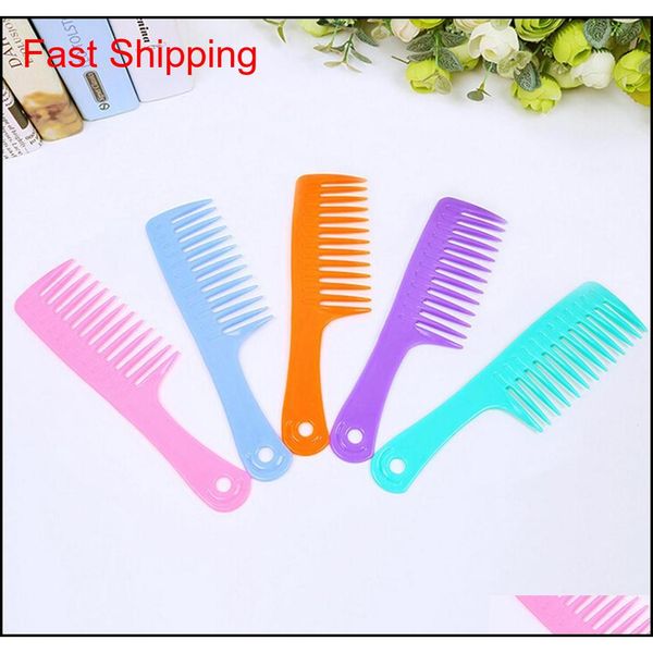 

wholesale- candy colors 23.8cm handgrip barber hairdressing haircut comb plastic wide tooth hair combs hairs jllsap comb2010, Silver