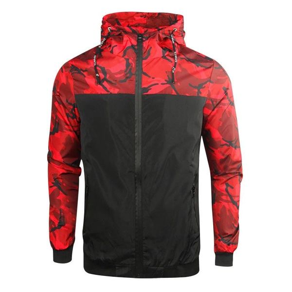 

men's jackets spring and autumn camouflage jacket tooling hooded color matching youth wish, Black;brown