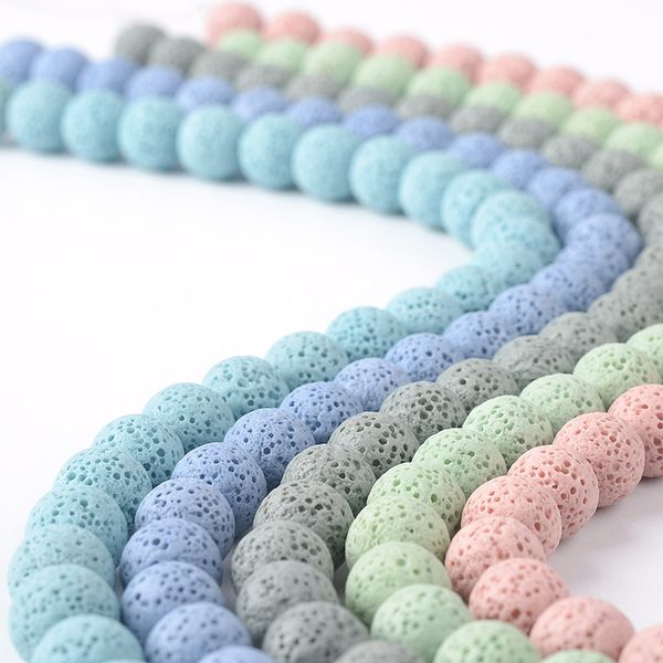 

10mm volcanic lava stone loose beads essential oil diffuser charm beaded jewelry making accessories, Black