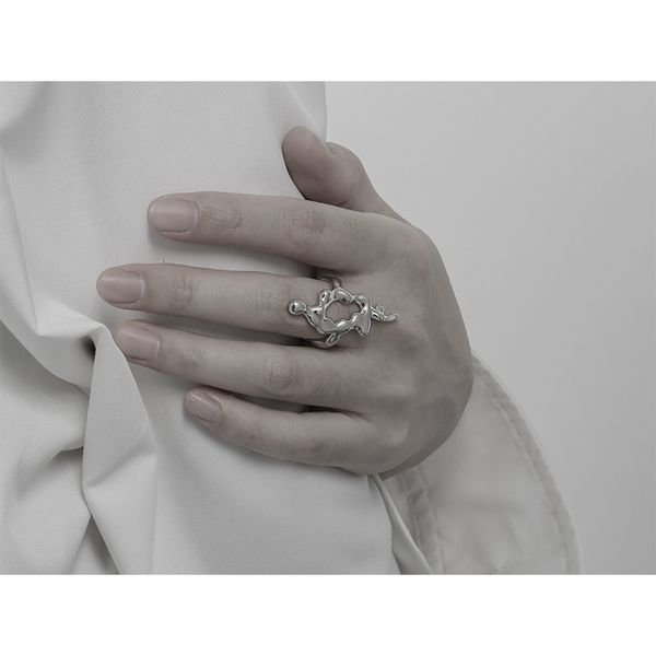 

cool style exaggerated personality niche advanced design sense open ring female food, Silver