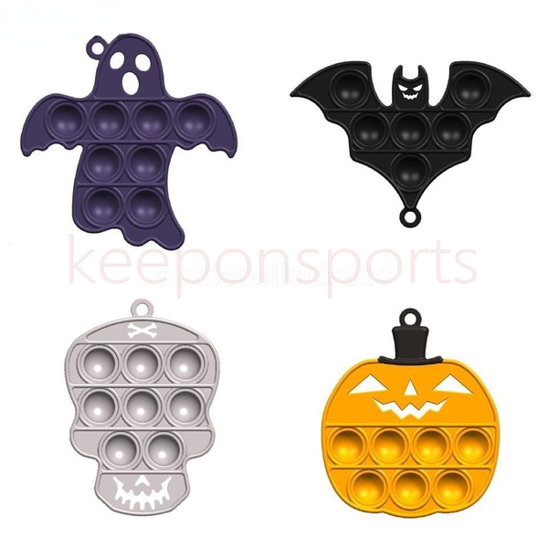 

dhl halloween push bubble fidget toys ghost silicone key chain skull pendant key chain decompression pumpkin puzzle toy deskfinger puzzle st