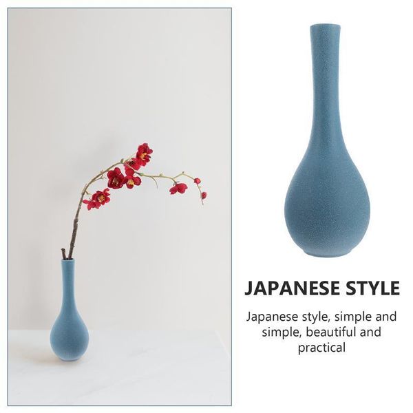 

1pc narrow opening flower vase flower arrangement pot ornament (blue)