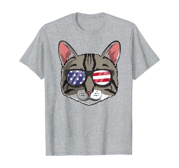 

tabby cat patriotic usa 4th of july american cute gift t-shirt, White;black