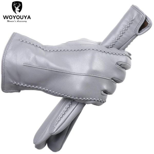 

five fingers gloves apparel accessories women' comfortable leather color gloves,keep warm winter gloves-2226, Blue;gray