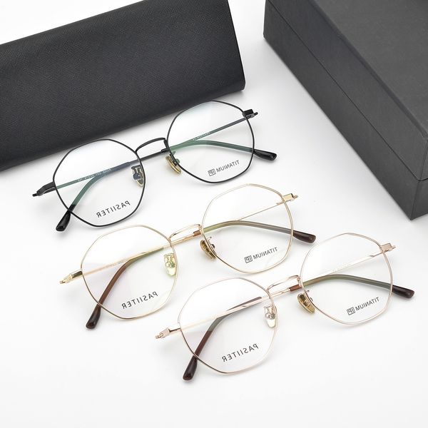 

2021 polygonal round alloy new personality fashion irregular 0002 glasses half titanium frame, White;black