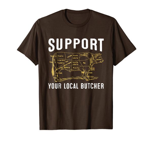 

support your local butcher tshirt - cow, White;black