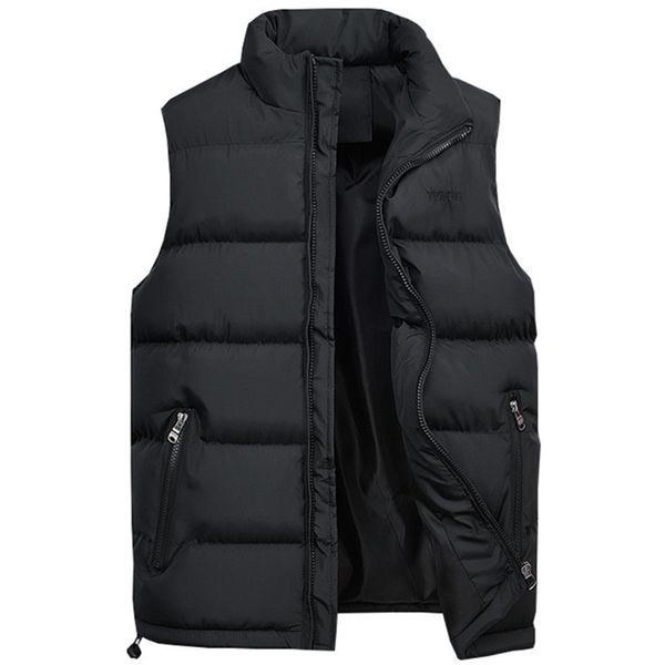 

herf winter fashion men casual stand crack thick cats west/men effen color down mouwloze parka west, Black