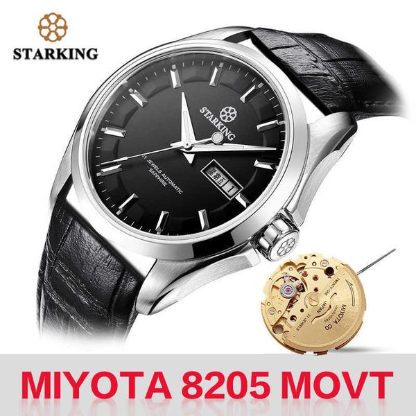 

starking men mechanical watch miyota 8205 movt automatic self-wind watches waterproof sapphire wristwatch gift relogio masculino 210728, Slivery;brown