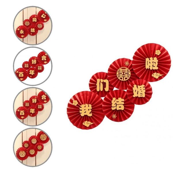 

gift wrap bright color 1 set reliable double-sided design party paper fan durable red convenient for living room