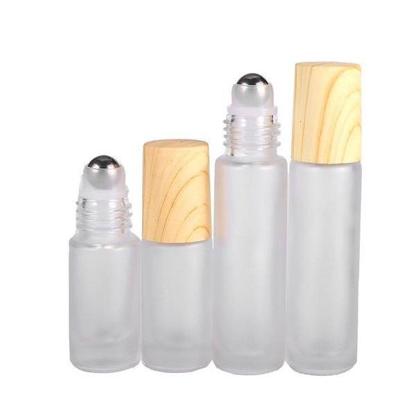

storage bottles & jars 5ml 10ml empty roll on essential oil glass bottle travel perfume refillable with wood lid scent vials 10/20/30/50pcs