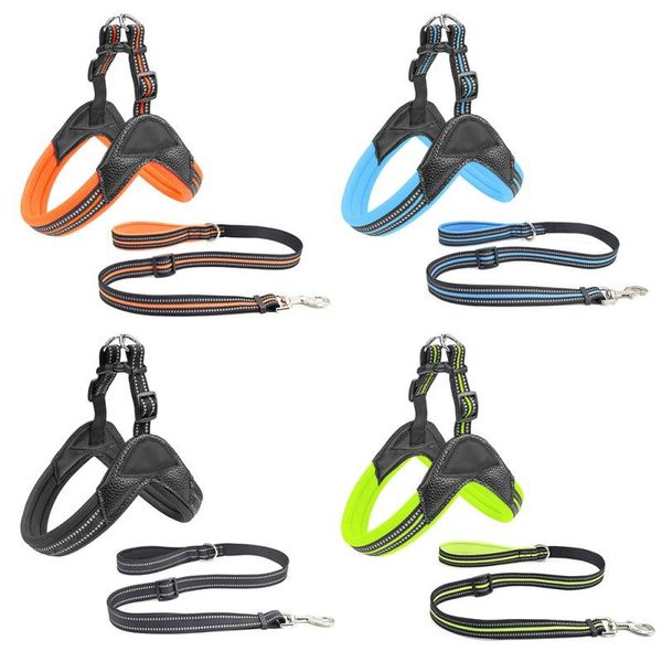 

pet dog leash chest strap reflective explosion-proof flush durable dog collar for outdoor walking puppy training supplies