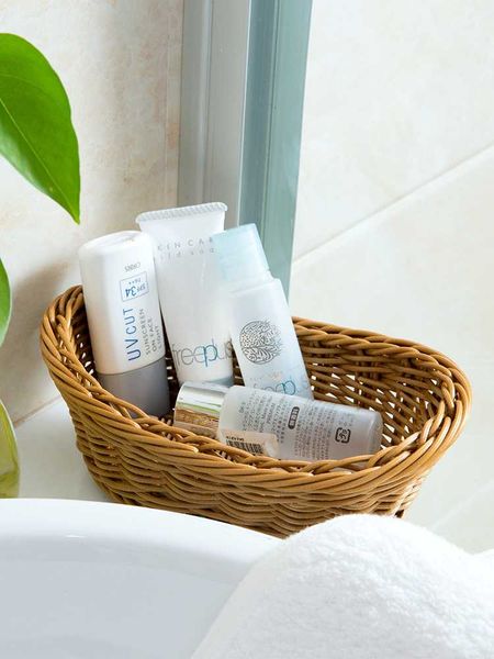 

storage baskets deskimitation rattan basket kitchen plastic hand-woven bathroom debris cosmetics sorting
