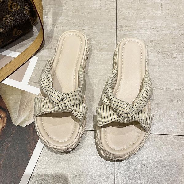 

slippers women's flip flops 2021 summer the fashion leisure all-match round head comfortable open toe sandals platform shoes, Black