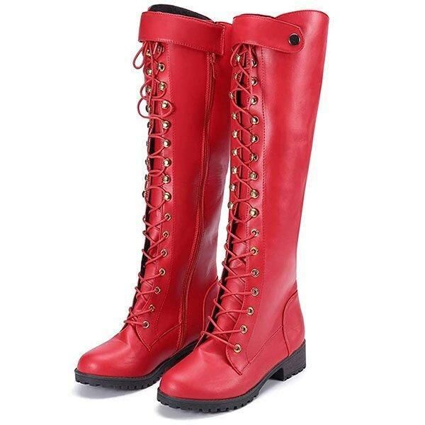 

boots women's vintage lace-up leather riding, Black