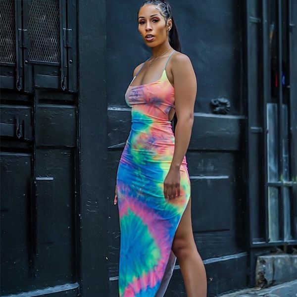 

summer strap backless cross lace up dress women boho bifurcation midi dresses lady casual vacation dress outfits, Black;gray