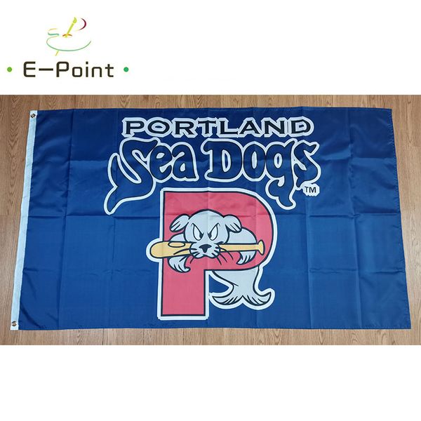 MiLB Portland Sea Dogs-Flagge, 3 x 5 Fuß (90 x 150 cm), Polyester-Banner, Dekoration, fliegender Hausgarten, festliche Geschenke