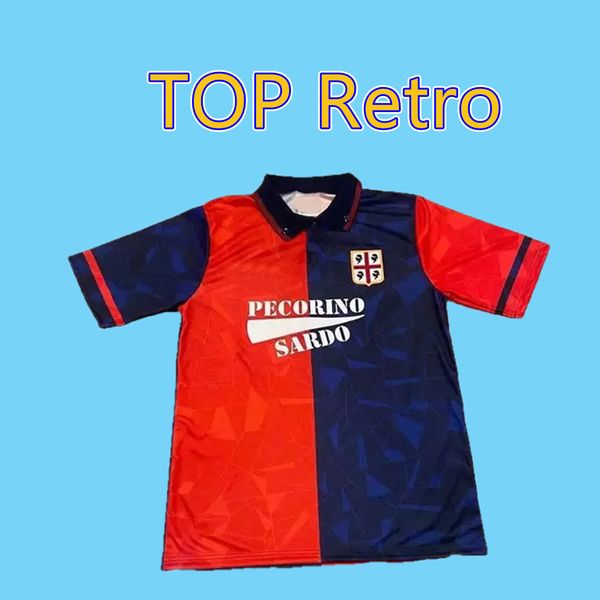 

90/92 retro cagliari calcio soccer jersey 199/1992 home joao pedro simeone nainggolan godin soccer shirt red football uniforms, Black;yellow