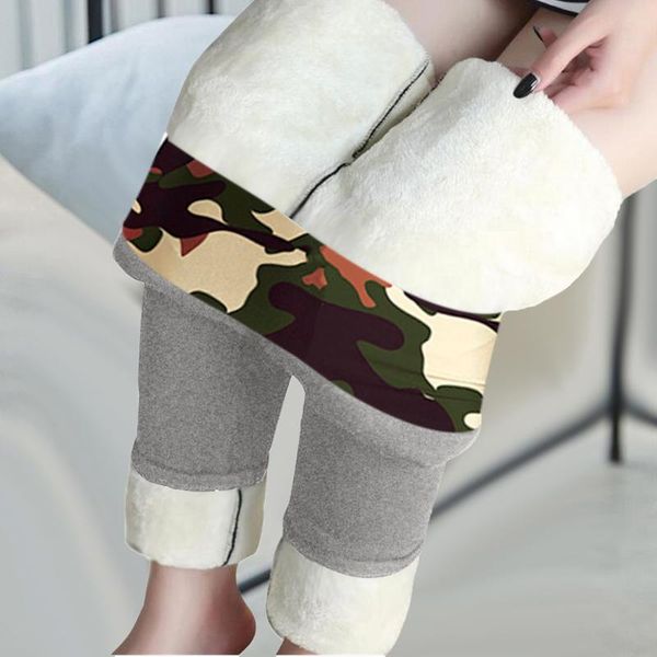 

women's pants & capris winter women leggings velvet warm hight waist camouflage legging comfortable keep stretchy 40#, Black;white