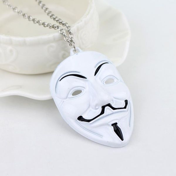 

chains moive v for vendetta anonymous mask necklace hip hop pendant stainless steel chain necklaces men fashion jewelry gifts, Silver