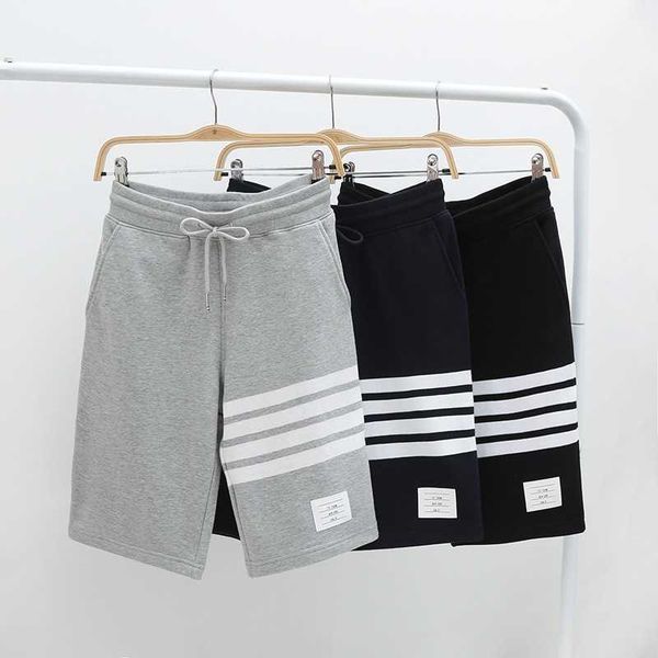 

children's men's and women's tb fashion brand shorts casual sports capri pants middle pure cotton pants summer suit, Black