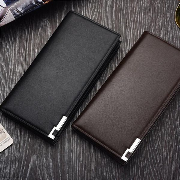 

new men luxury leather wallet id card holder purse checkbook long clutch bifold pu leather synthetic standard wallets, Red;black