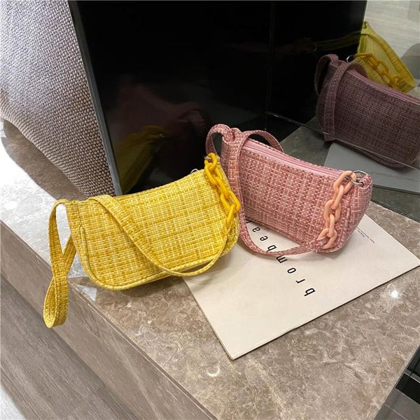 

summer women's bag axillary baguette bag 2021 new plaid casual simple shoulder messenger bags for women underarm