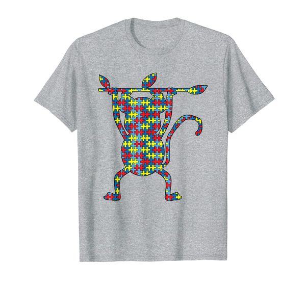 

monkey autism awareness kids primate puzzle day mom gift t-shirt, White;black