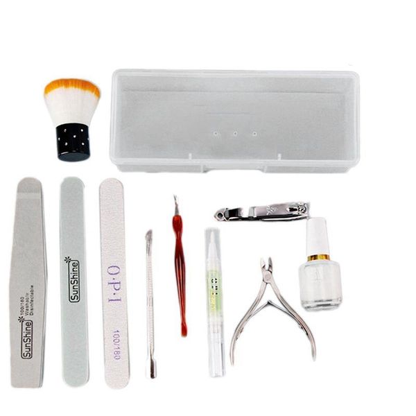 

nail art kits 12pcs/set kit sand files buffer sponge block brush cuticle pusher gel polish set nutrition pen manicure tools