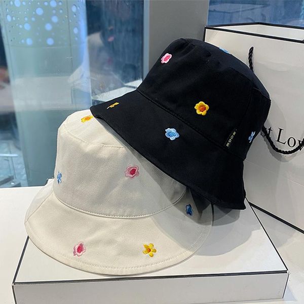 

wide brim hats flower embroidery women bucket hat summer autumn outdoor sun foldable girls lady beach fisherman cap, Blue;gray