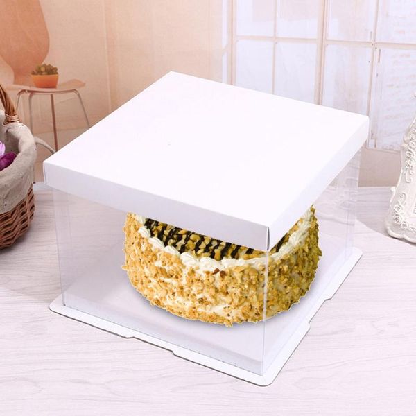 

4pcs cake packaging box cake container transparency box wrapping