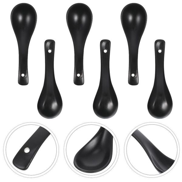 

spoons 6pcs ceramic soup household dessert rice eating