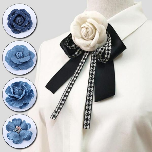

decorative flowers & wreaths 5pcs artificial denim fabric blue rose hair accessories clothes hats dress decoration flower diy crafts supplie