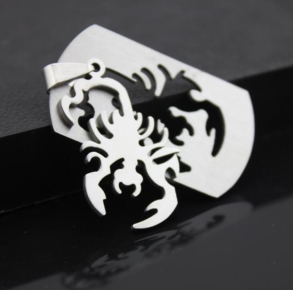 

fashion men and women stainless steel scorpion pendant titanium jewelry choice bead necklace leather rope cross chain, Silver