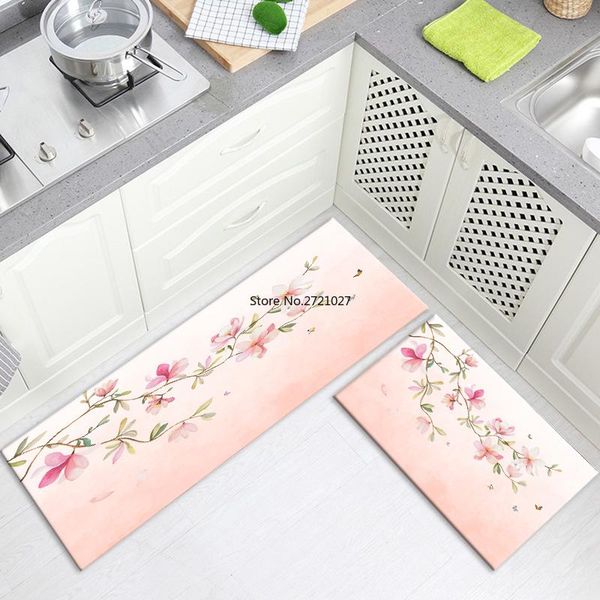 

carpets fresh floral pink floor mat for kitchen room flannel doormat absorbent entrance bedside girl hallway