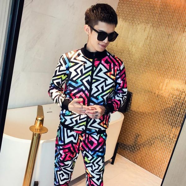 

men's tracksuits tracksuit men 2021 autumn two piece set slim fit outfits stripe short sleeve jacket and pants, Gray