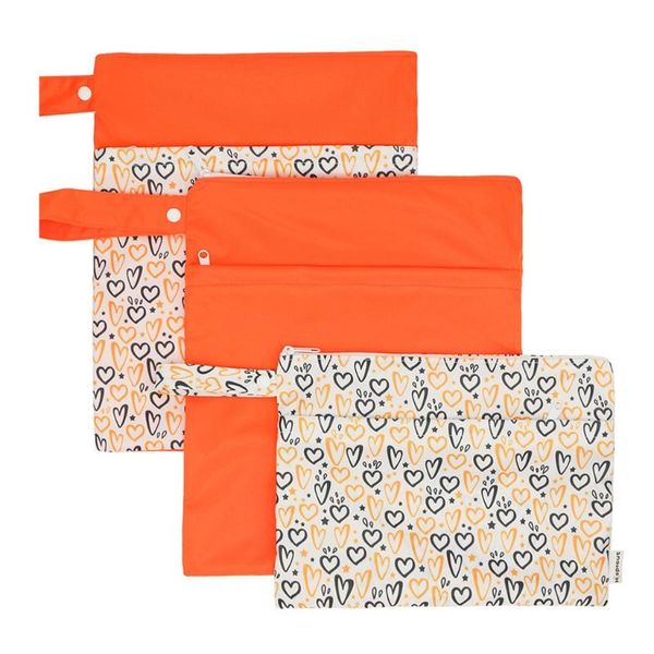 

3pcs/set reusable baby wet dry bag capacity waterproof cloth diaper nappy with 2 zippers diapers