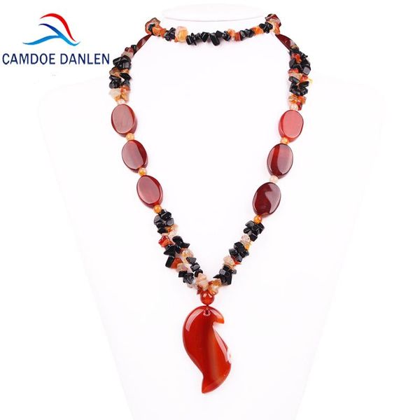 

pendant necklaces three design natural stone sardonyx trendy sweater carnelian ethnic necklace long rope chain fashion women jewelry, Silver