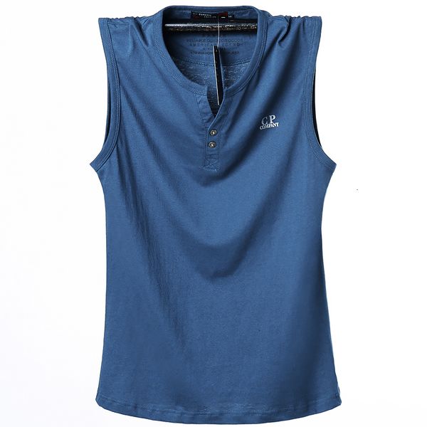 

2021 new plus size 5xl 6xl pure cotton sleeveless shirt solid color v-neck all-match tees button tank men sob6, White;black