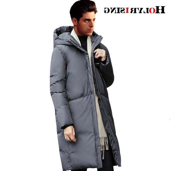 

holyrising thick long men winter jacket white duck down chaqueta plumas hombre invierno 2 color hood coat 18151-5, Black