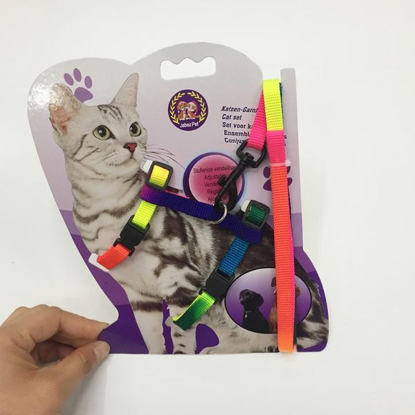 

200pcs/lot small colorful pet cat dog harness and leash small dogs cat collar puppy nylon pet dog collar