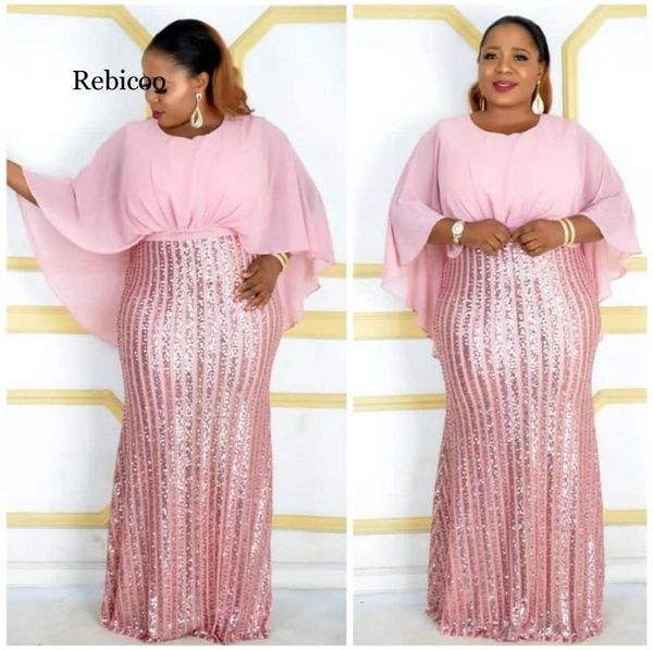 

ethnic clothing elastic sequins africa african dresses for women bat sleeve robe party evening long maxi dress clothes, Red