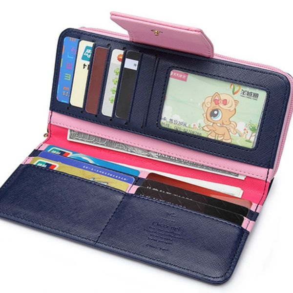 

luxury designer famous brands long women wallets card holder female clutch womens purse coin money bag walet cuzdan portomonee, Black;red