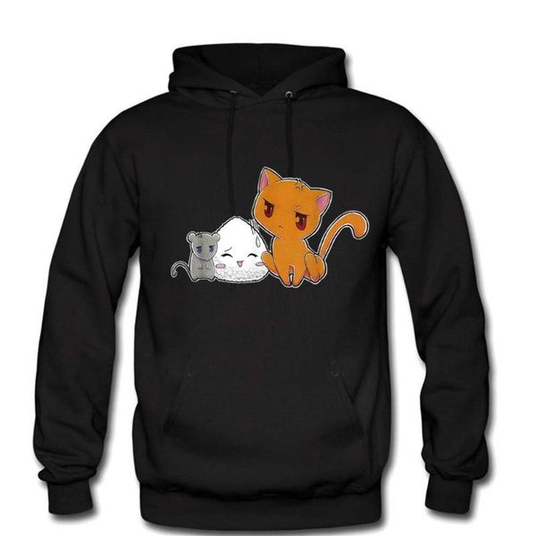 

men's hoodies & sweatshirts fruits basket cotton fleece anime sohma yuki kyo tohru furuba manga cat hooded sweatshirt clothing, Black