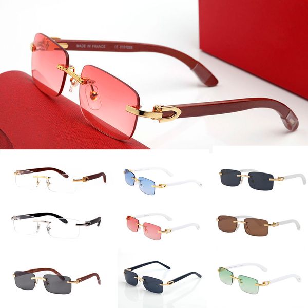 

sunglasses For Women Men Summer style Buffalo Horn Reading Glasses Vintage Retro Plate Square rimless frame fashion Original Box Eyewear lunettes Oculo