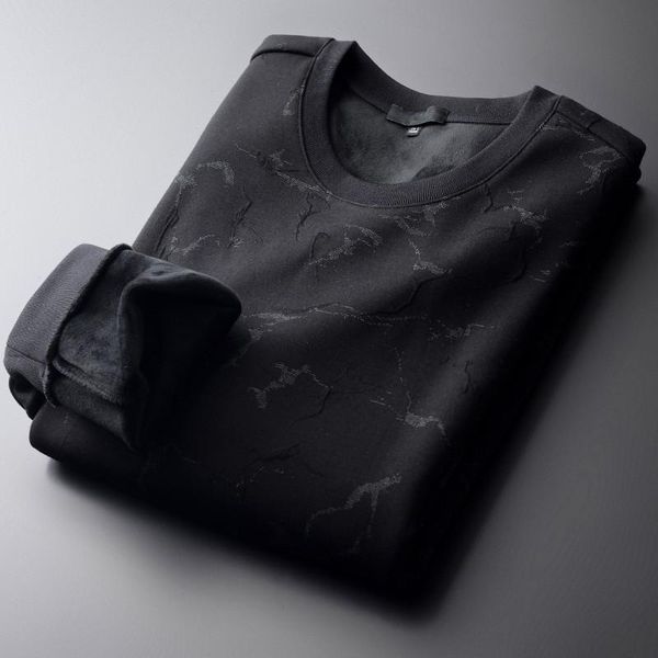 

men's hoodies & sweatshirts add velvet sweatshirt male round collar black thickness mens plus size 4xl slim fit man